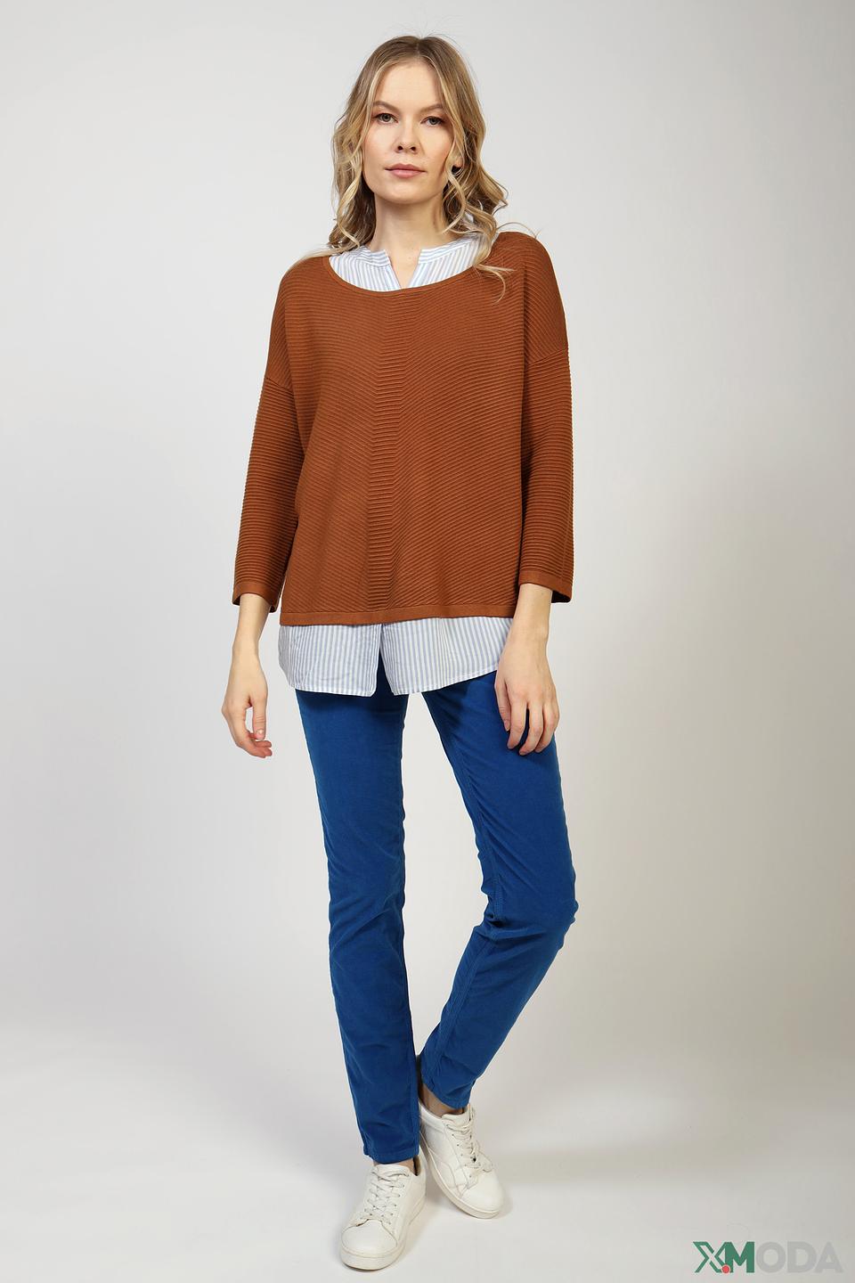 Блуза Comma с текстурой коричневая