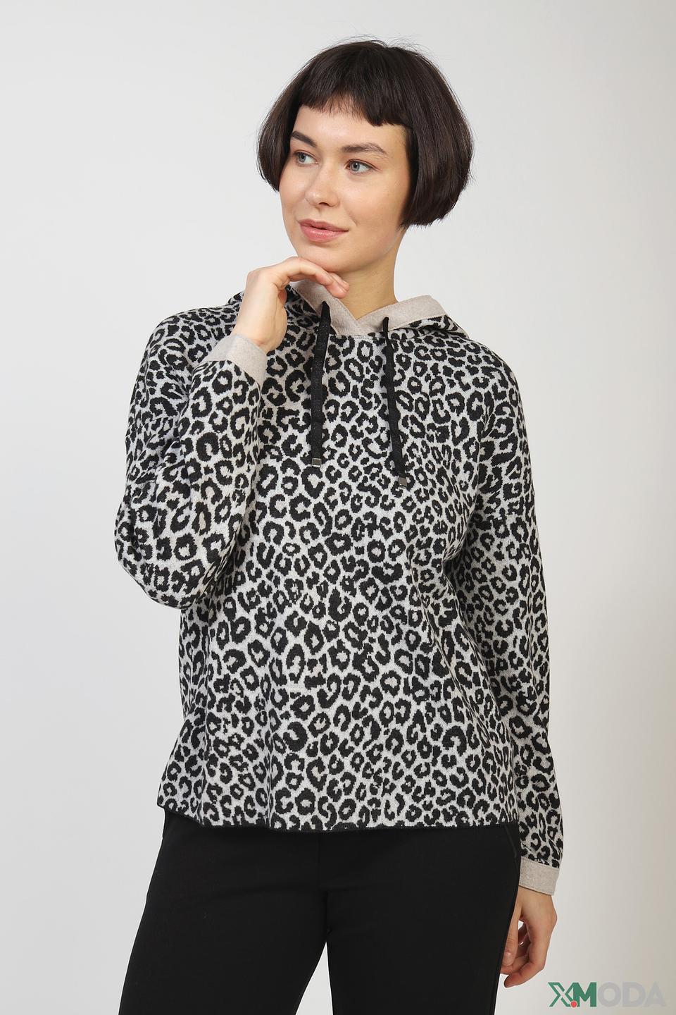 Пуловер Marc Cain с капюшоном леопард