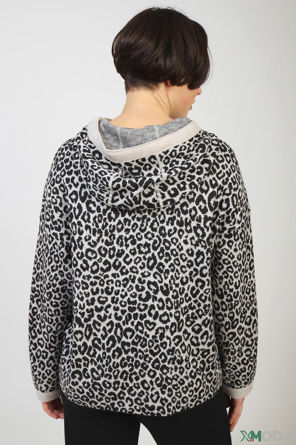 Пуловер Marc Cain с капюшоном леопард