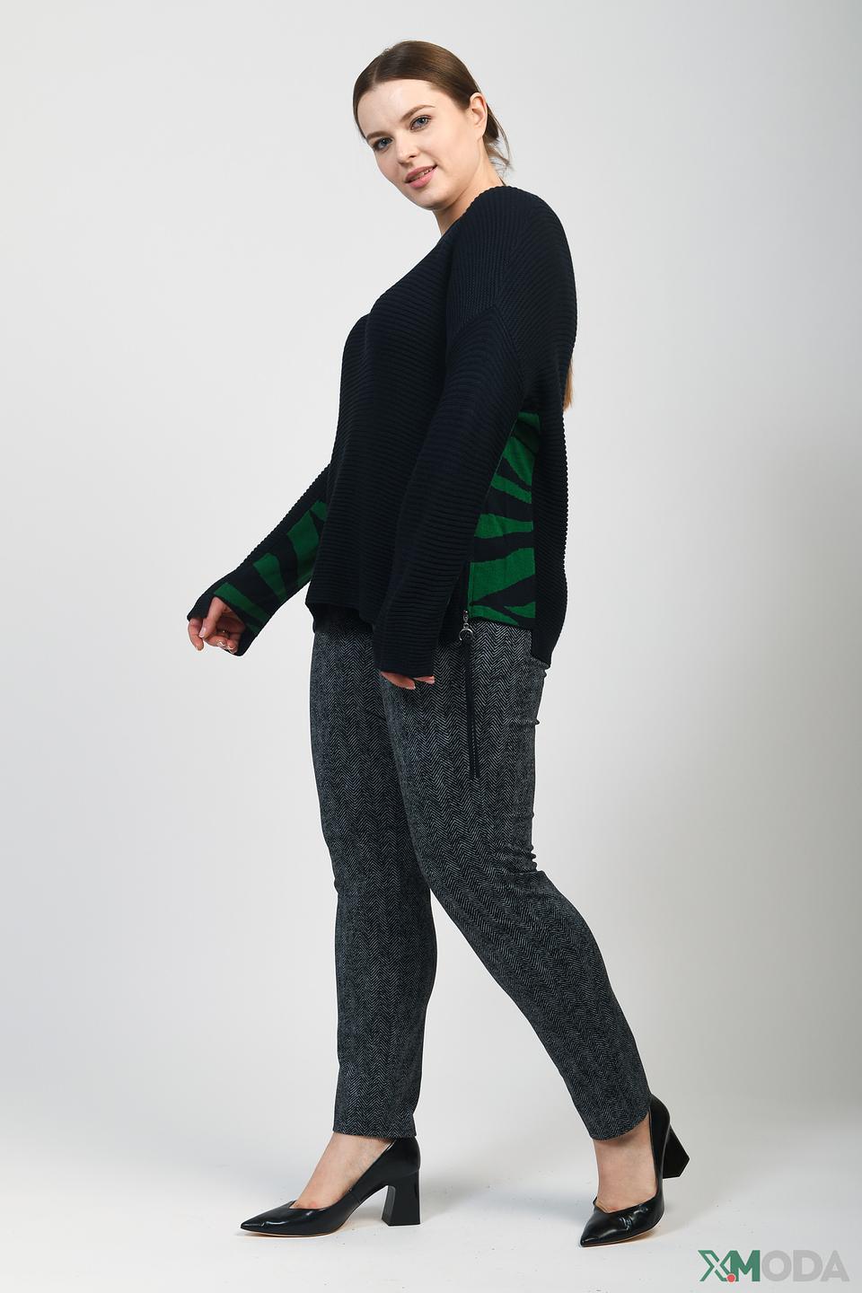 Пуловер Doris Streich с зелёными вставками