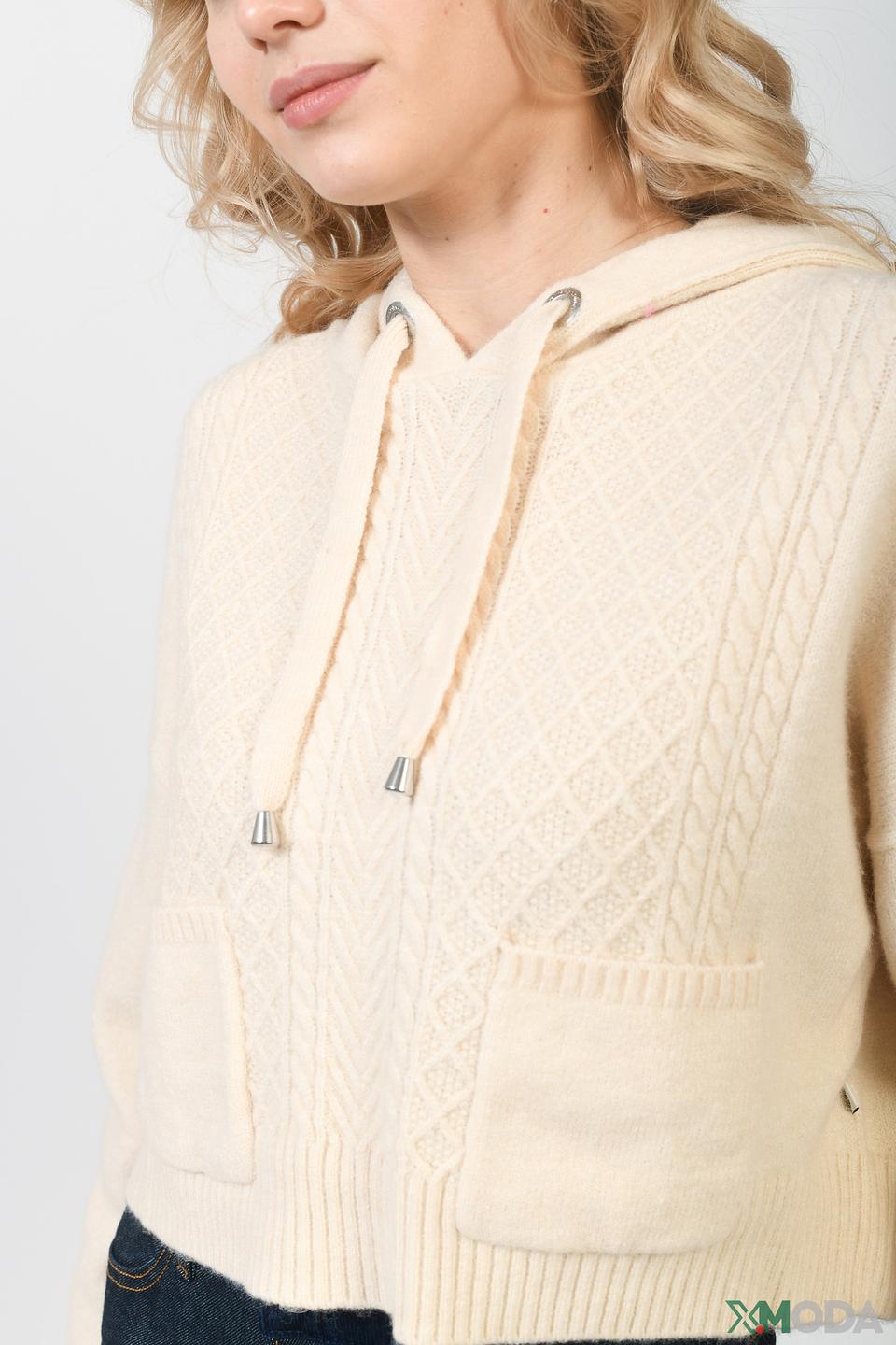 Пуловер QS girl с капюшоном бежевый