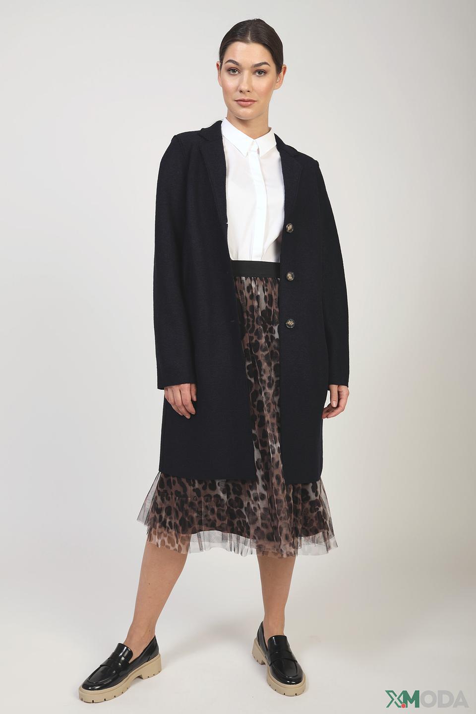 Пальто Oui чёрное приталенное