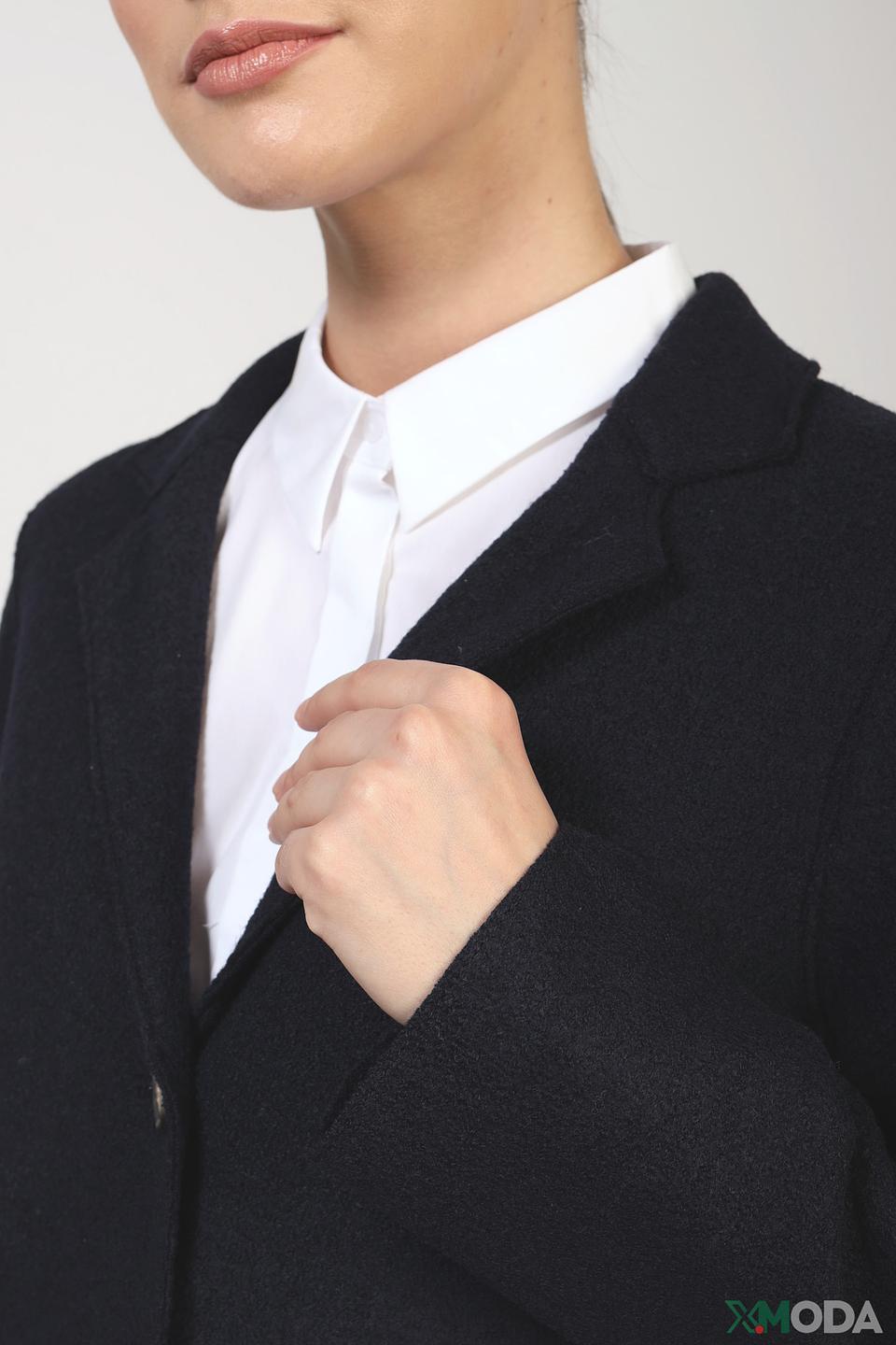 Пальто Oui чёрное приталенное