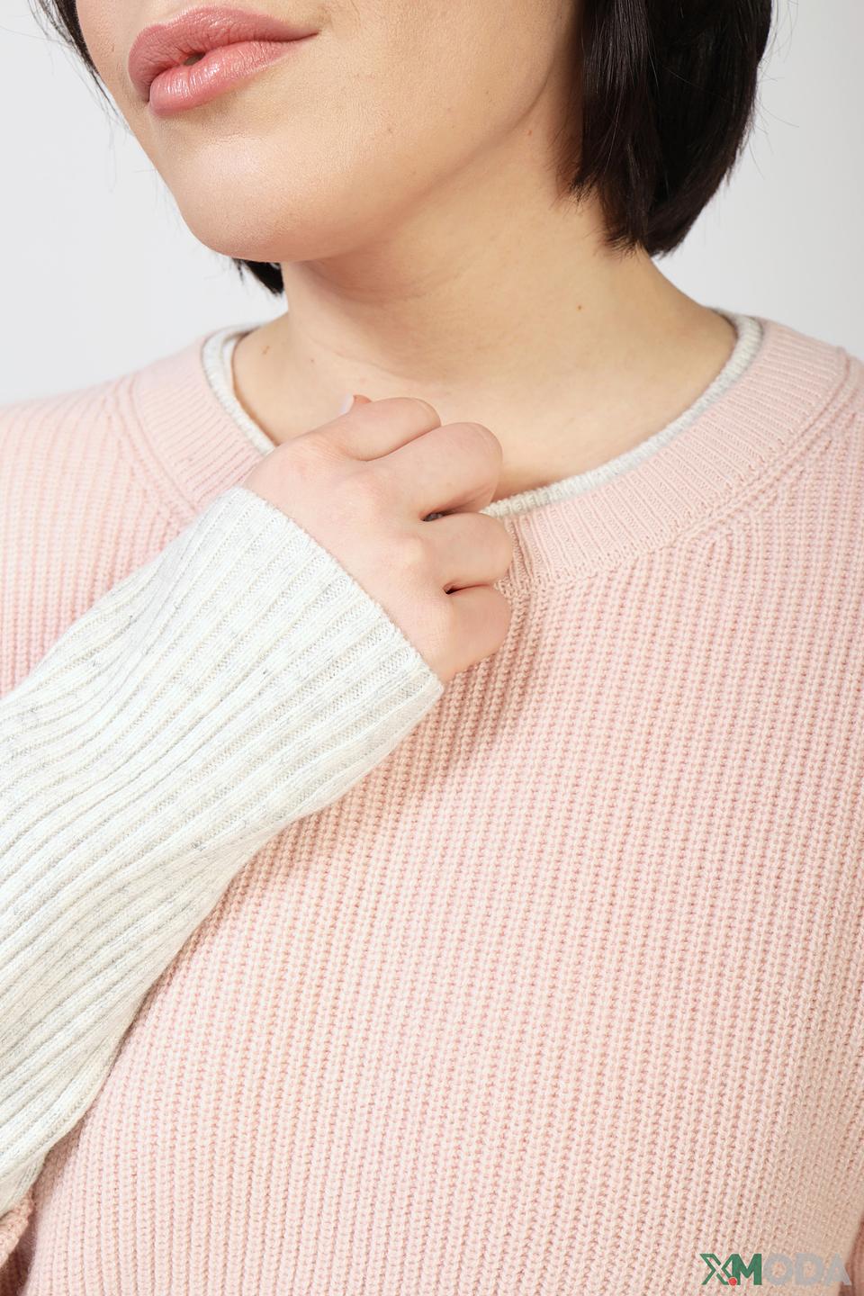 Пуловер Oui с контрастными рукавами