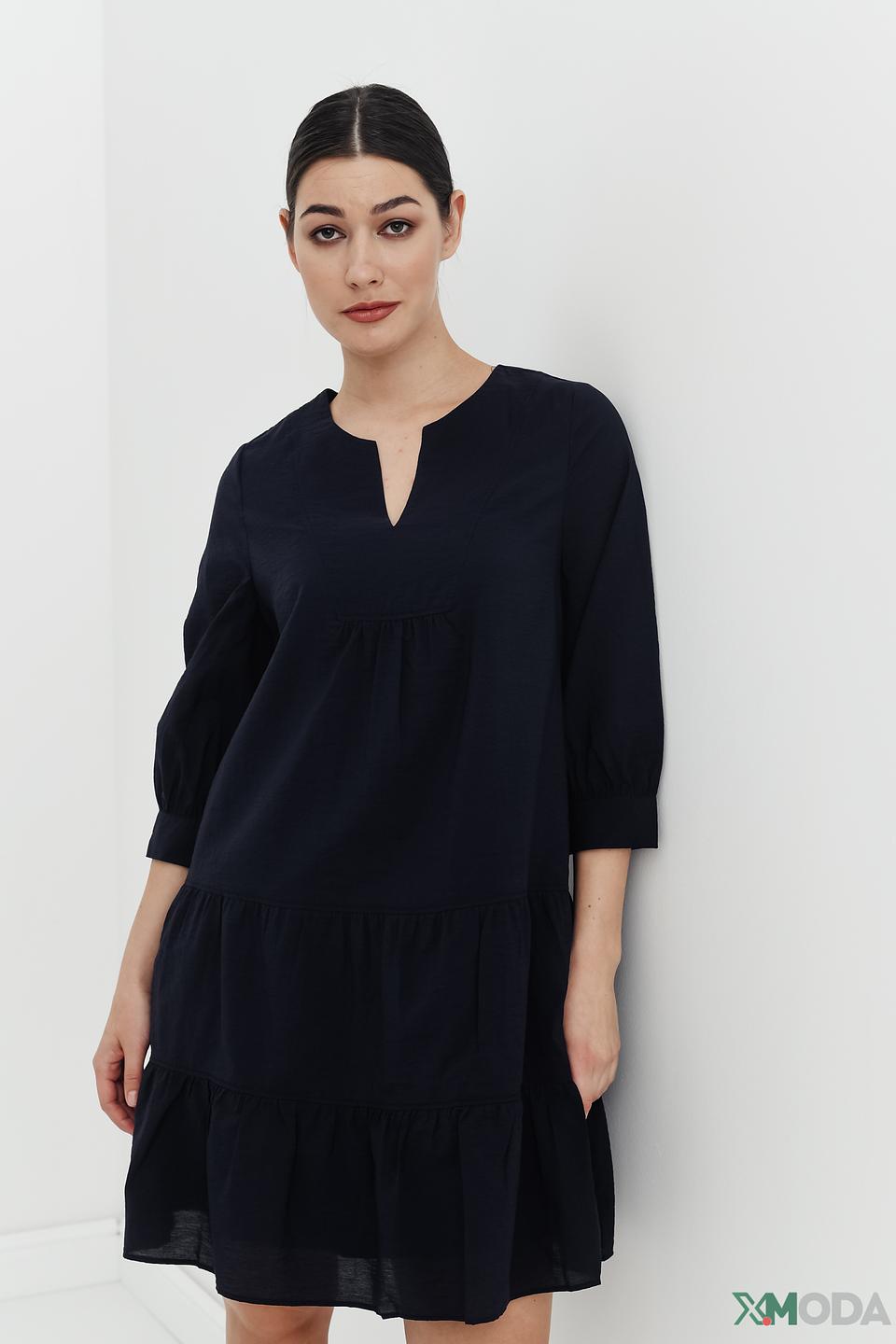 Платье Comma трапеция темно-синее