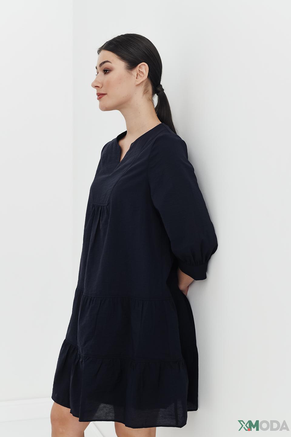 Платье Comma трапеция темно-синее