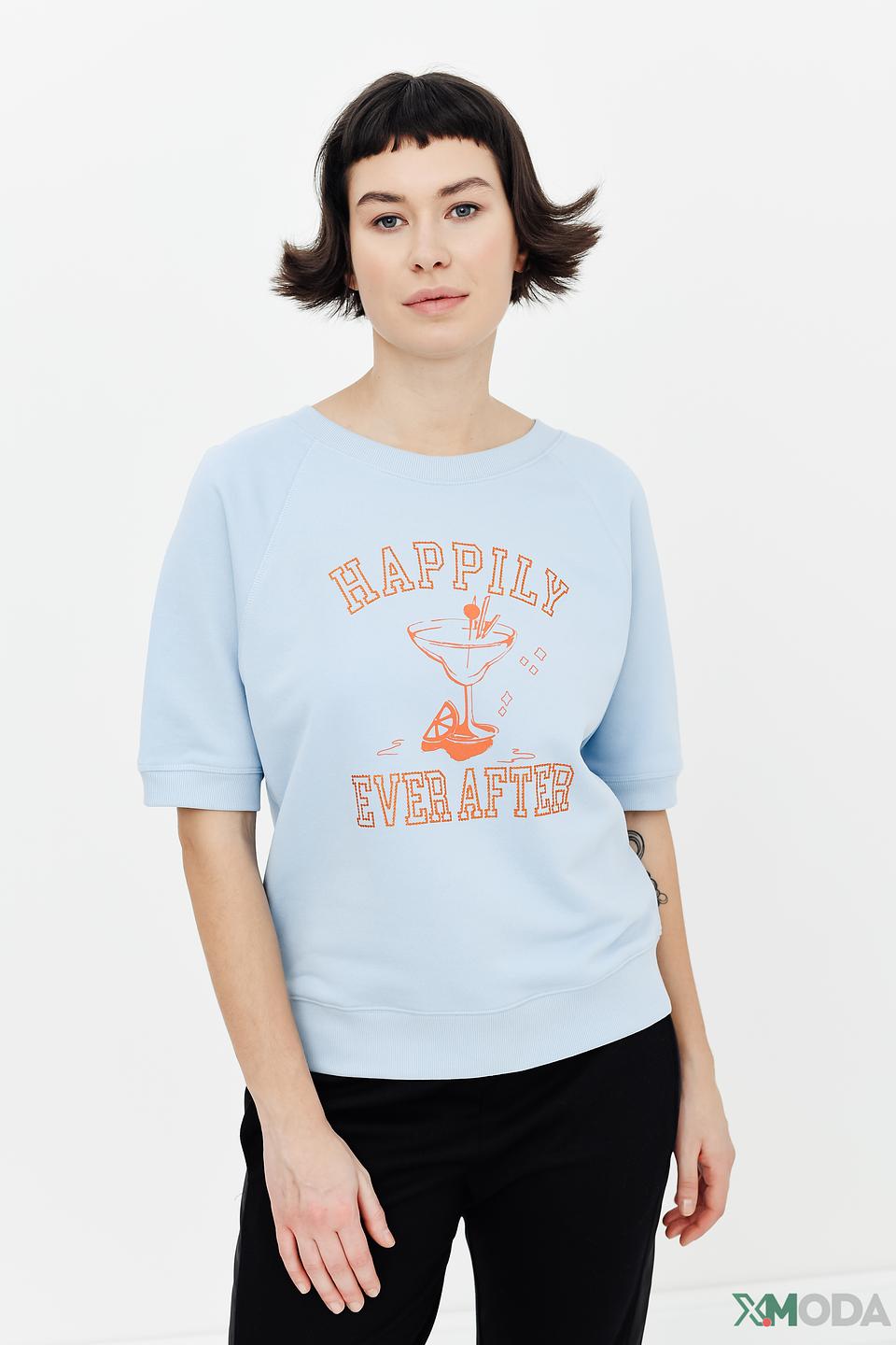 Пуловер Margittes с принтом голубой