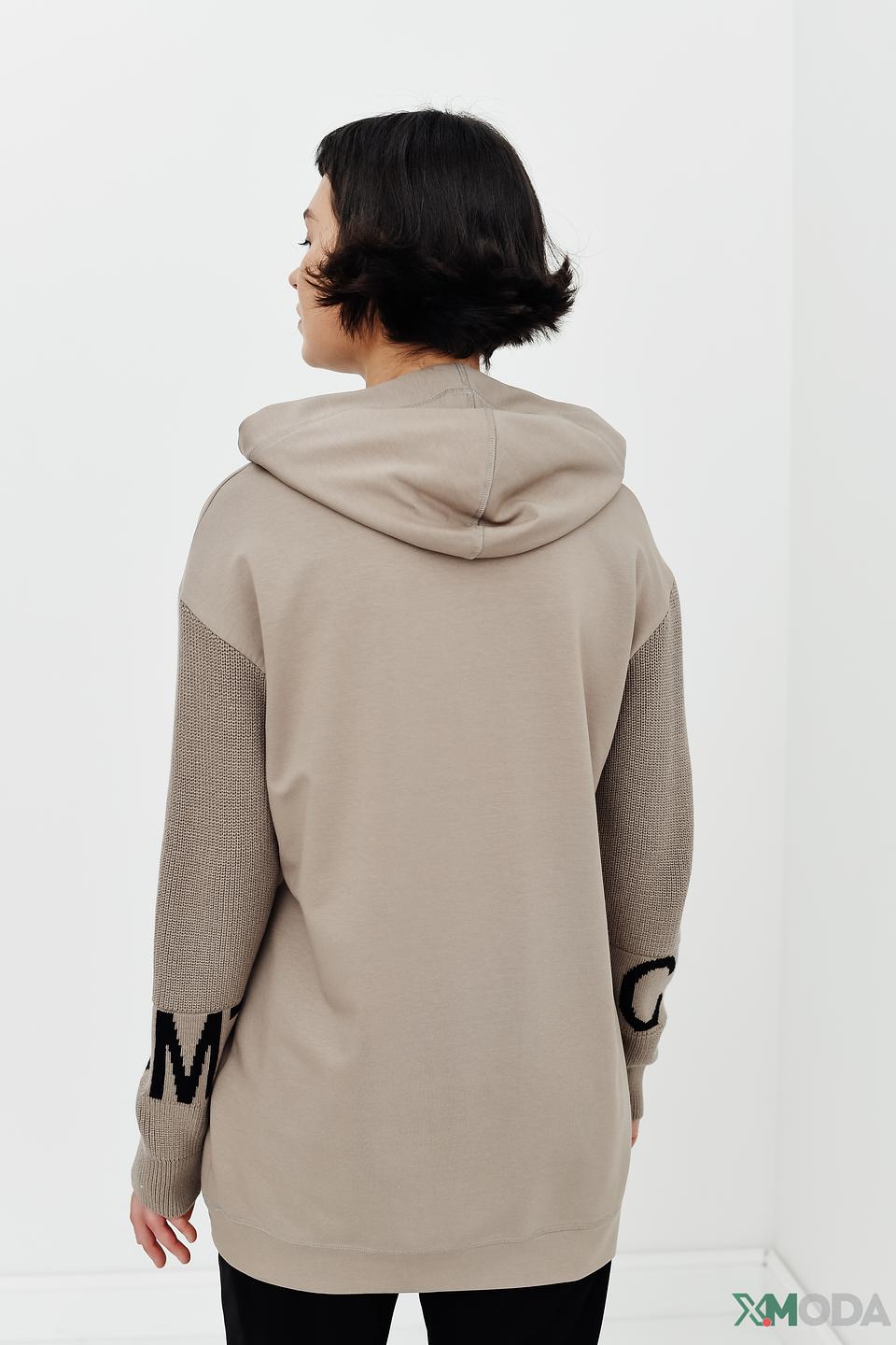 Толстовка Lecomte с рукавами в рубчик бежевая