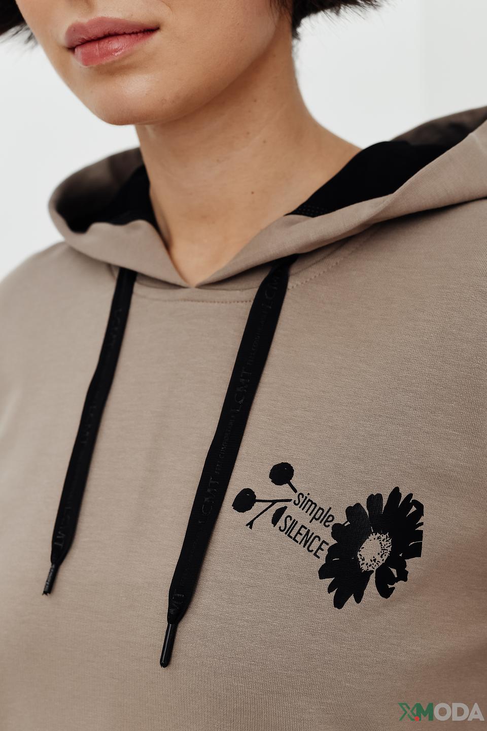 Толстовка Lecomte с рукавами в рубчик бежевая