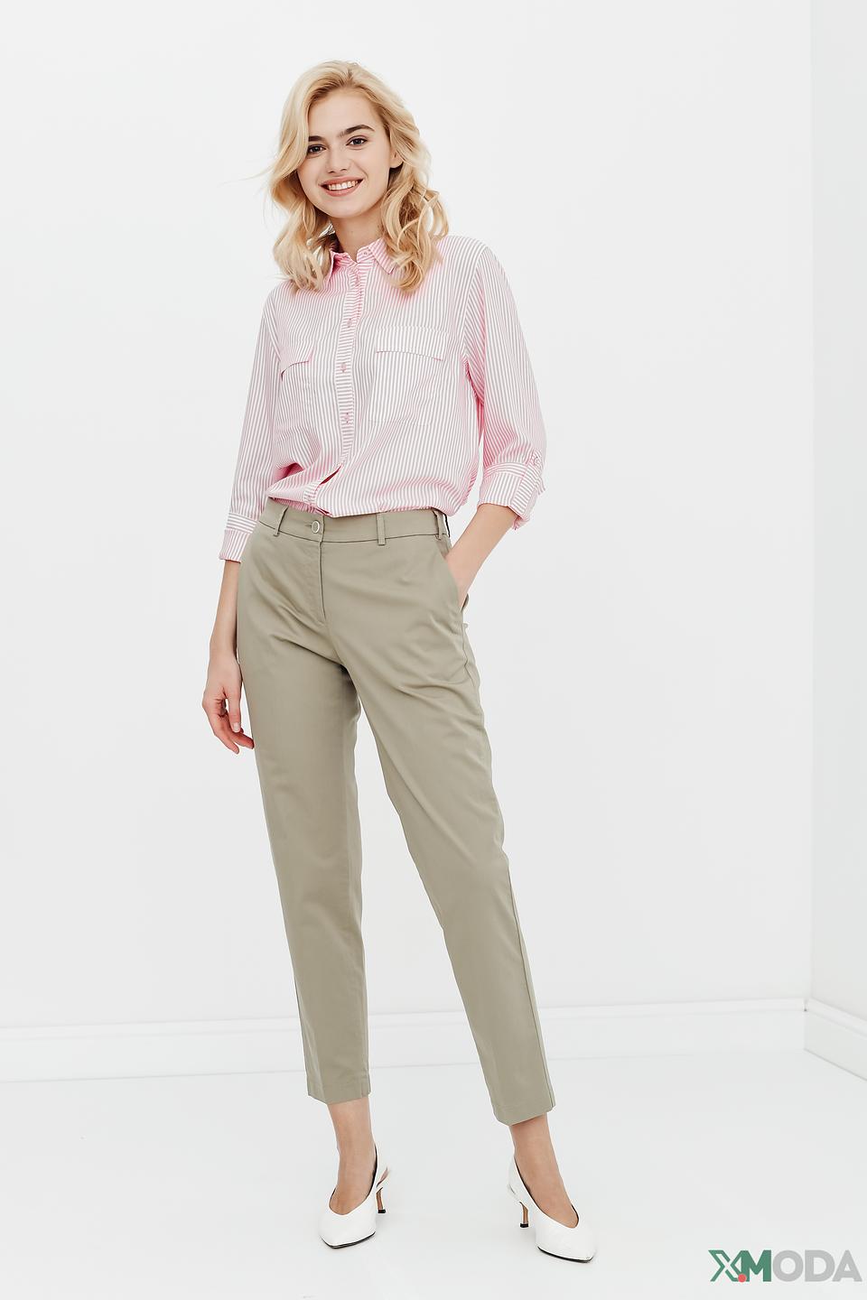 Рубашка Olsen в полоску розовая