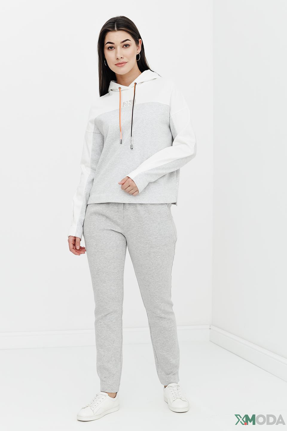 Пуловер Marc Cain с капюшоном серый