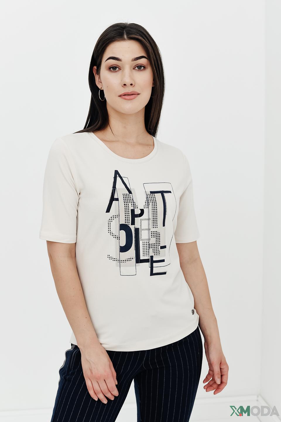 Футболка Lecomte с принтом бежевая