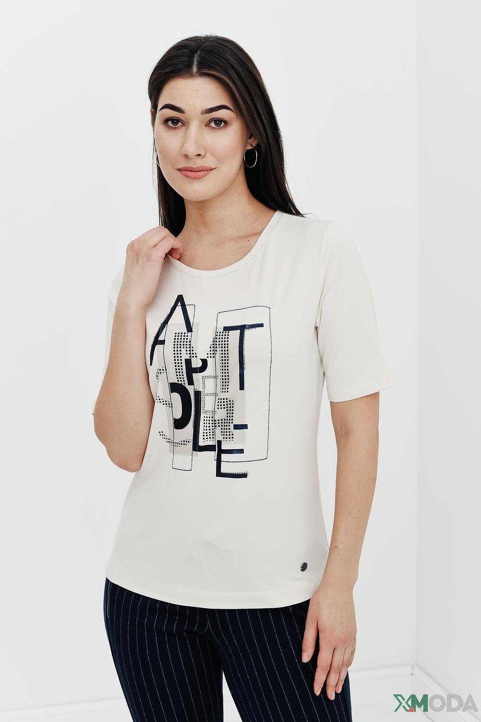 Футболка Lecomte с принтом бежевая