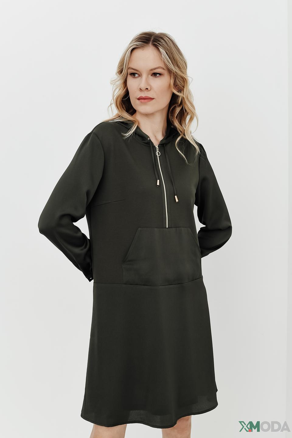 Платье Betty Barclay хаки с капюшоном