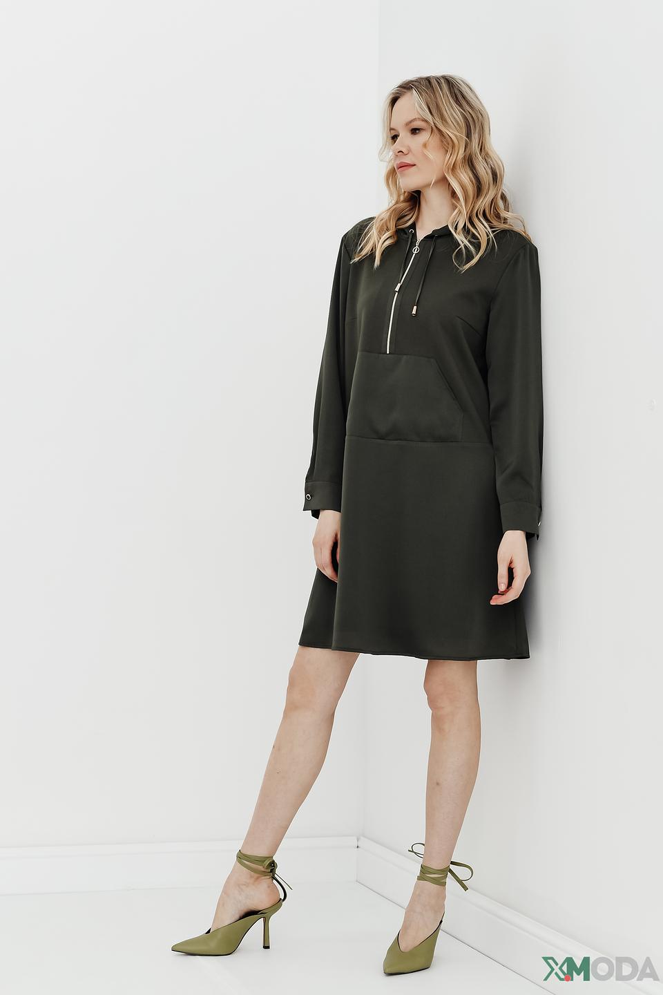 Платье Betty Barclay хаки с капюшоном