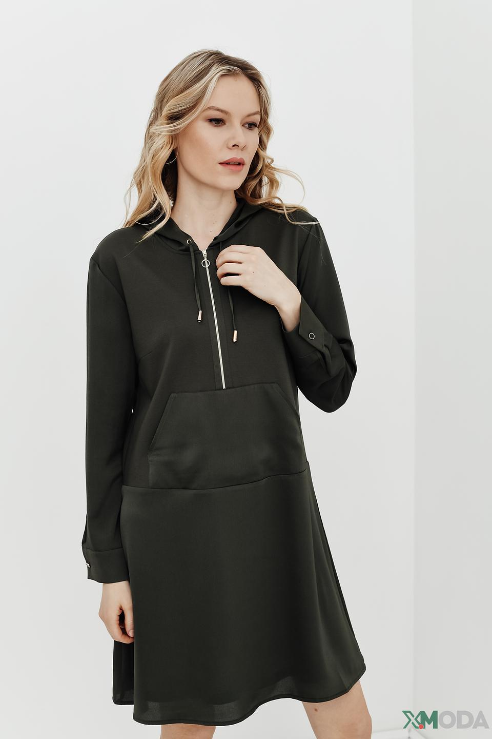 Платье Betty Barclay хаки с капюшоном