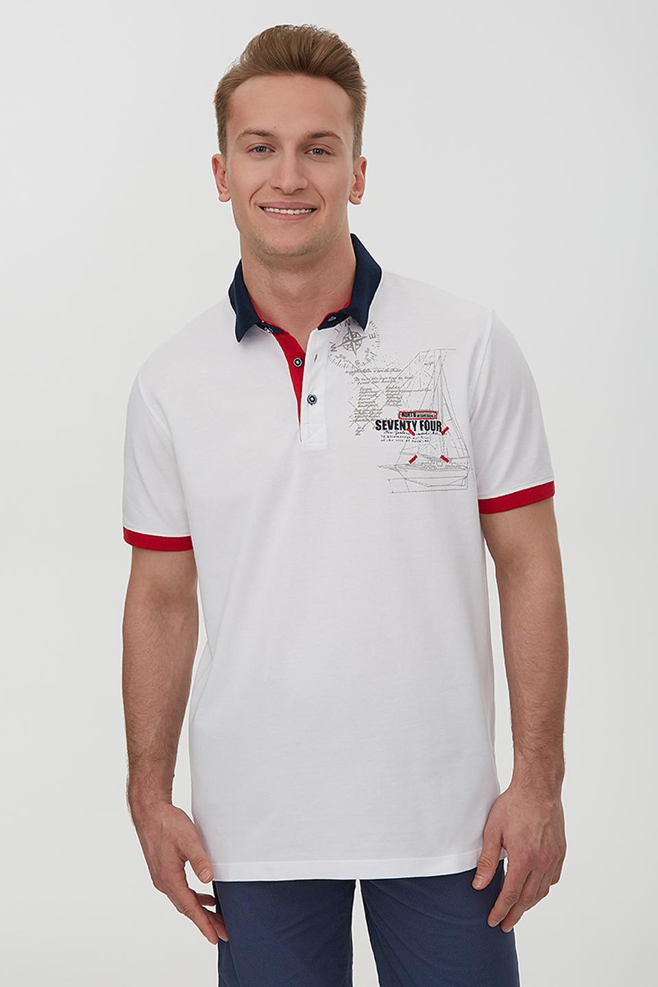 Поло John Trigger с принтом белый