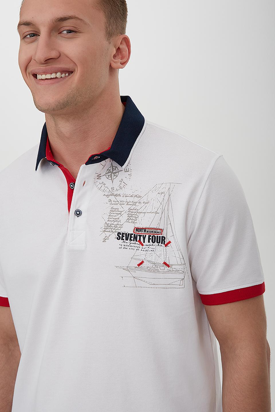 Поло John Trigger с принтом белый