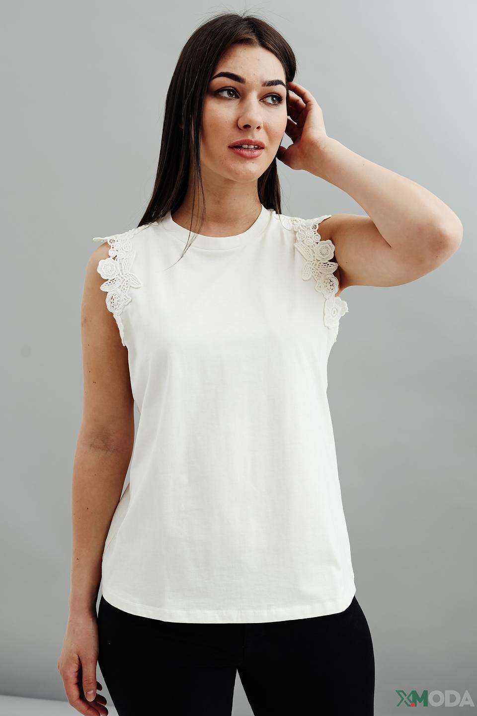 Топ Just Valeri с кружевом белый