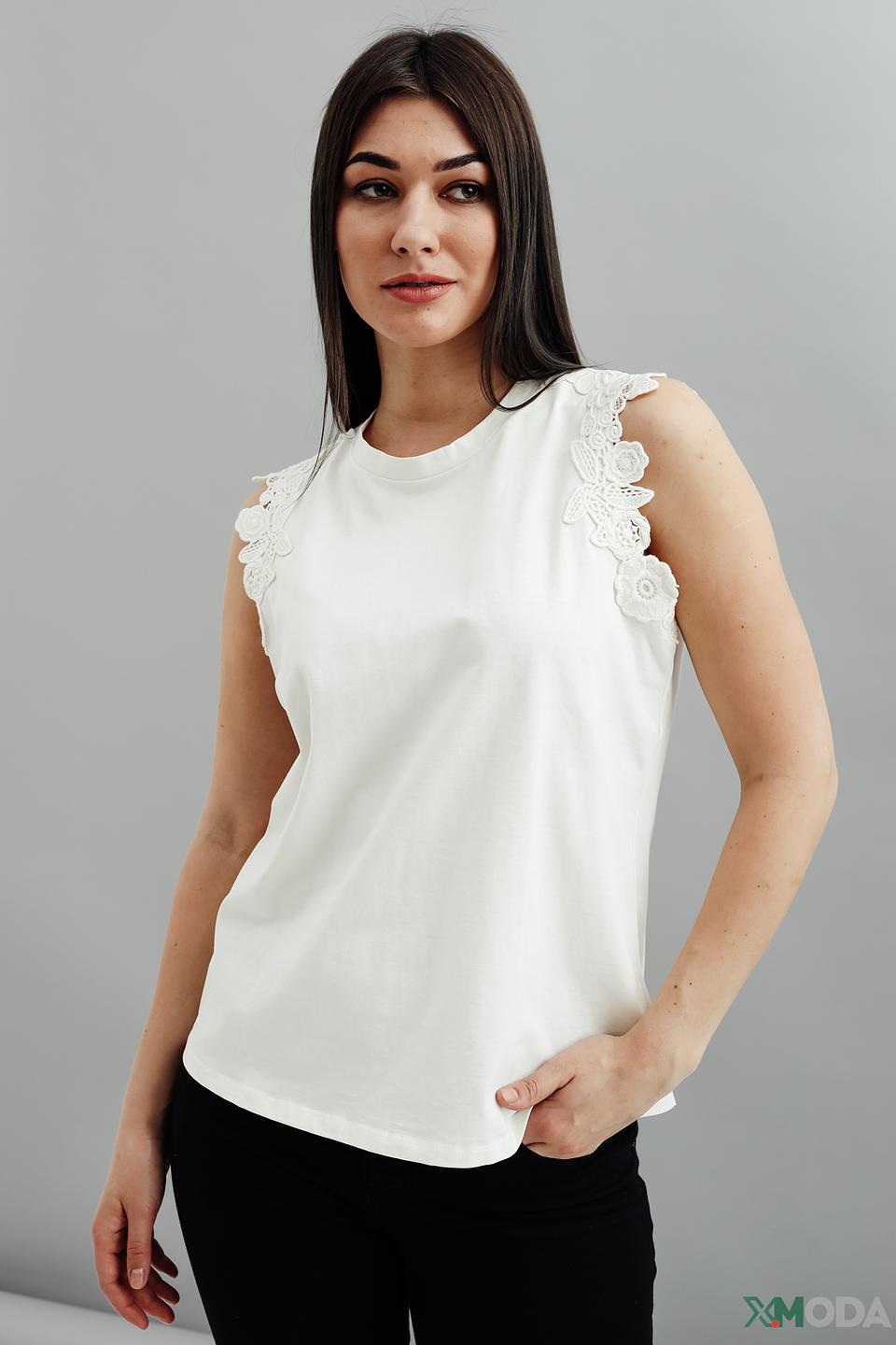 Топ Just Valeri с кружевом белый