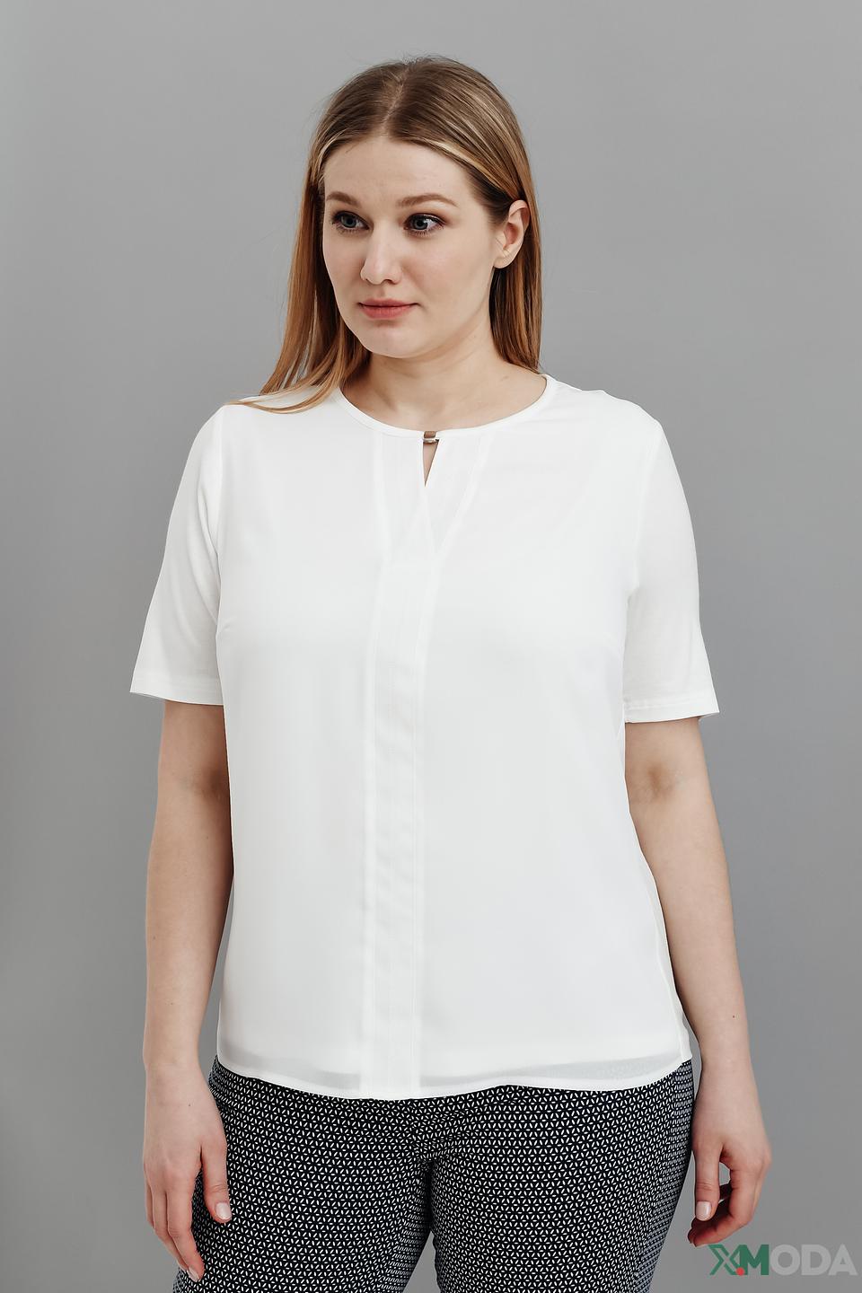 Блуза Frank Walder белая с V-образным вырезом
