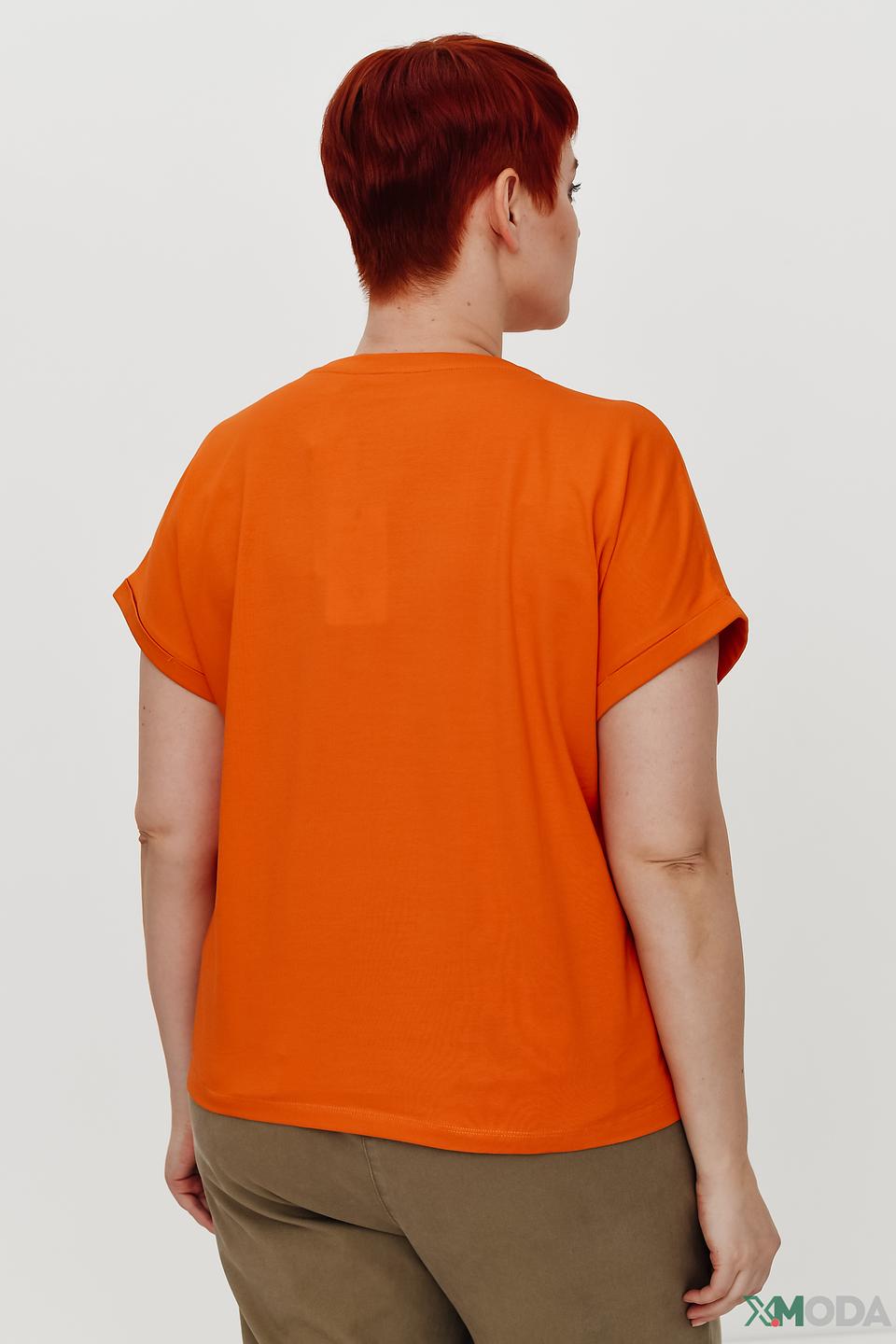 Футболка Samoon оранжевая с рукавом 3/4