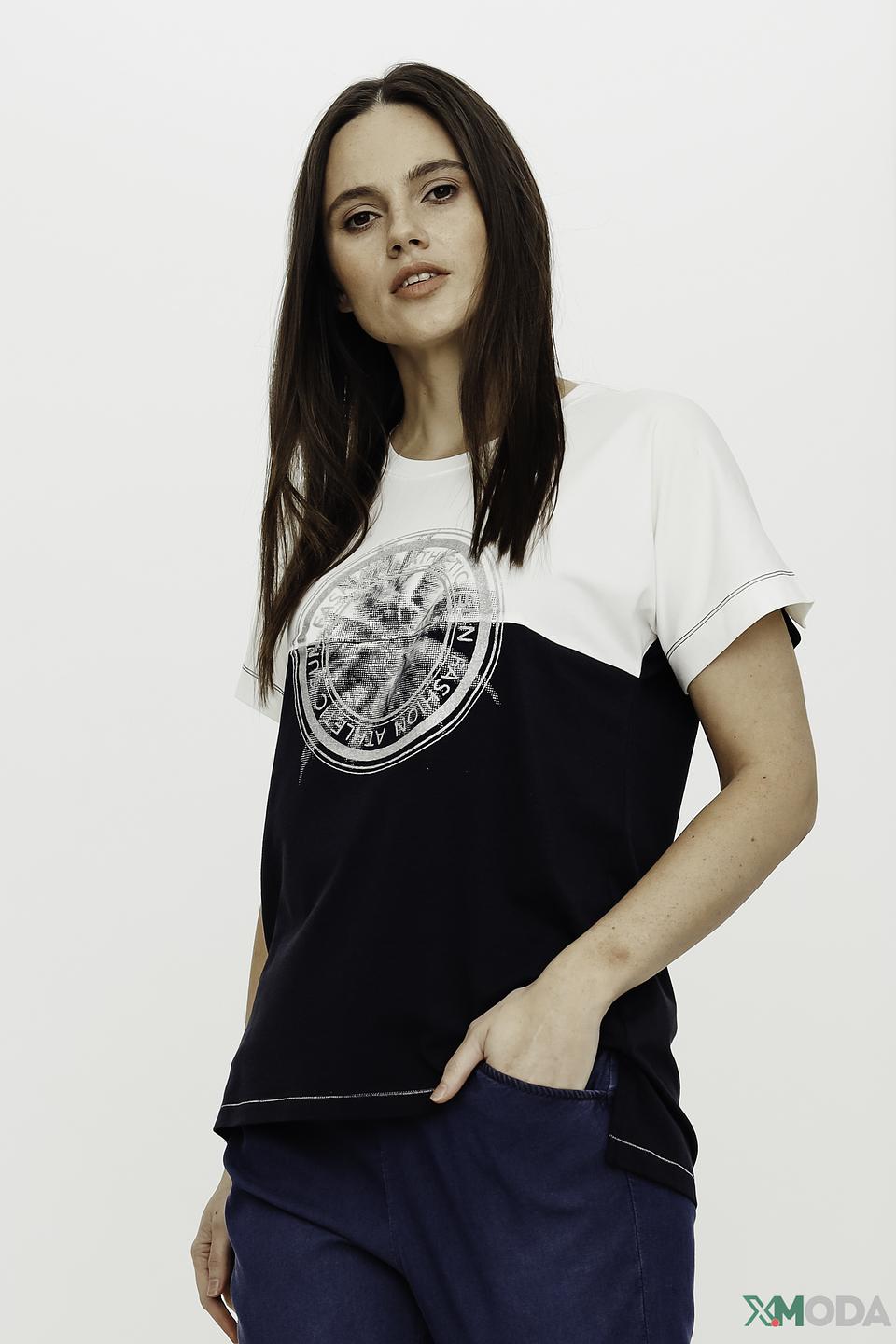 Футболка Tuzzi с принтом чёрно-белая