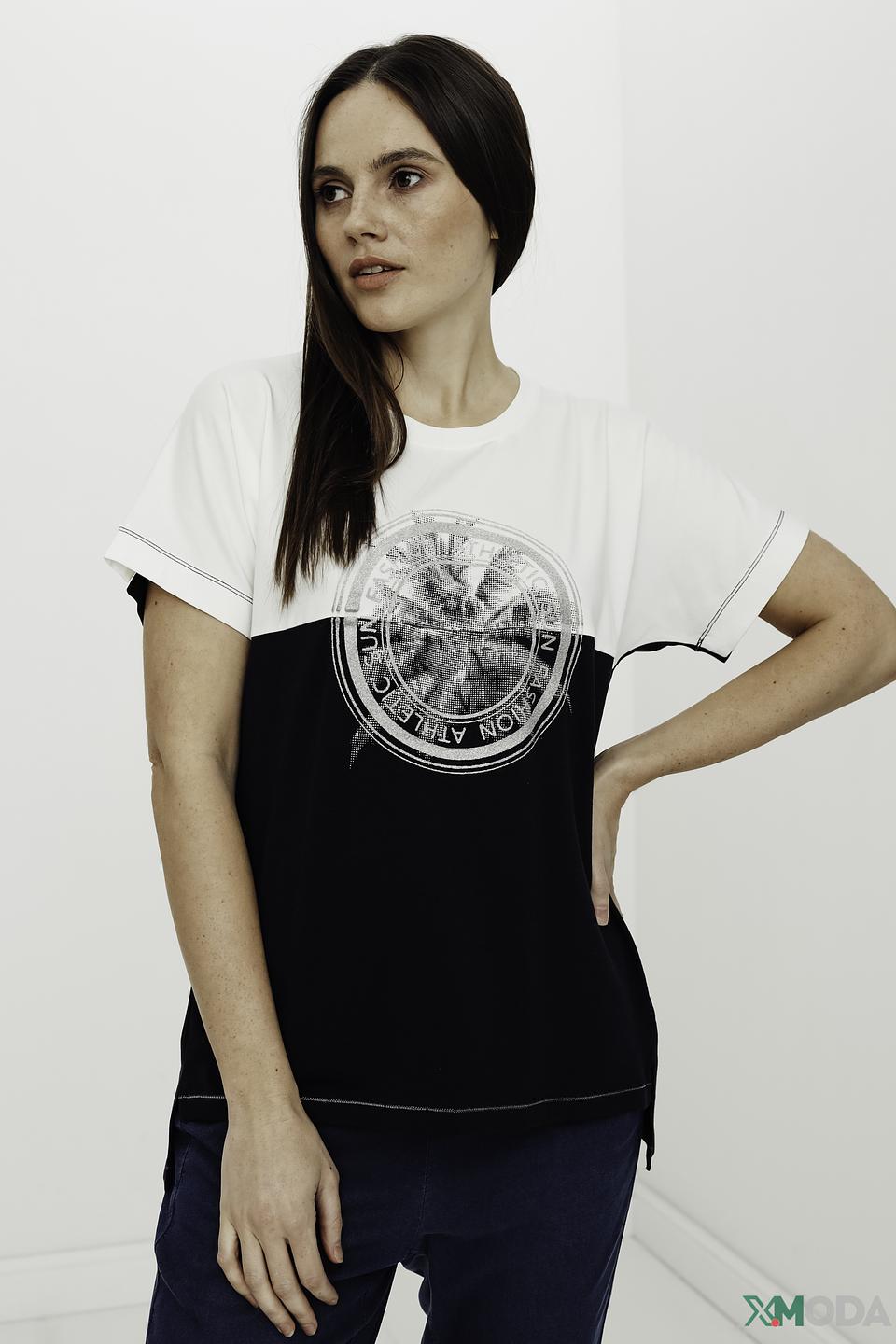 Футболка Tuzzi с принтом чёрно-белая