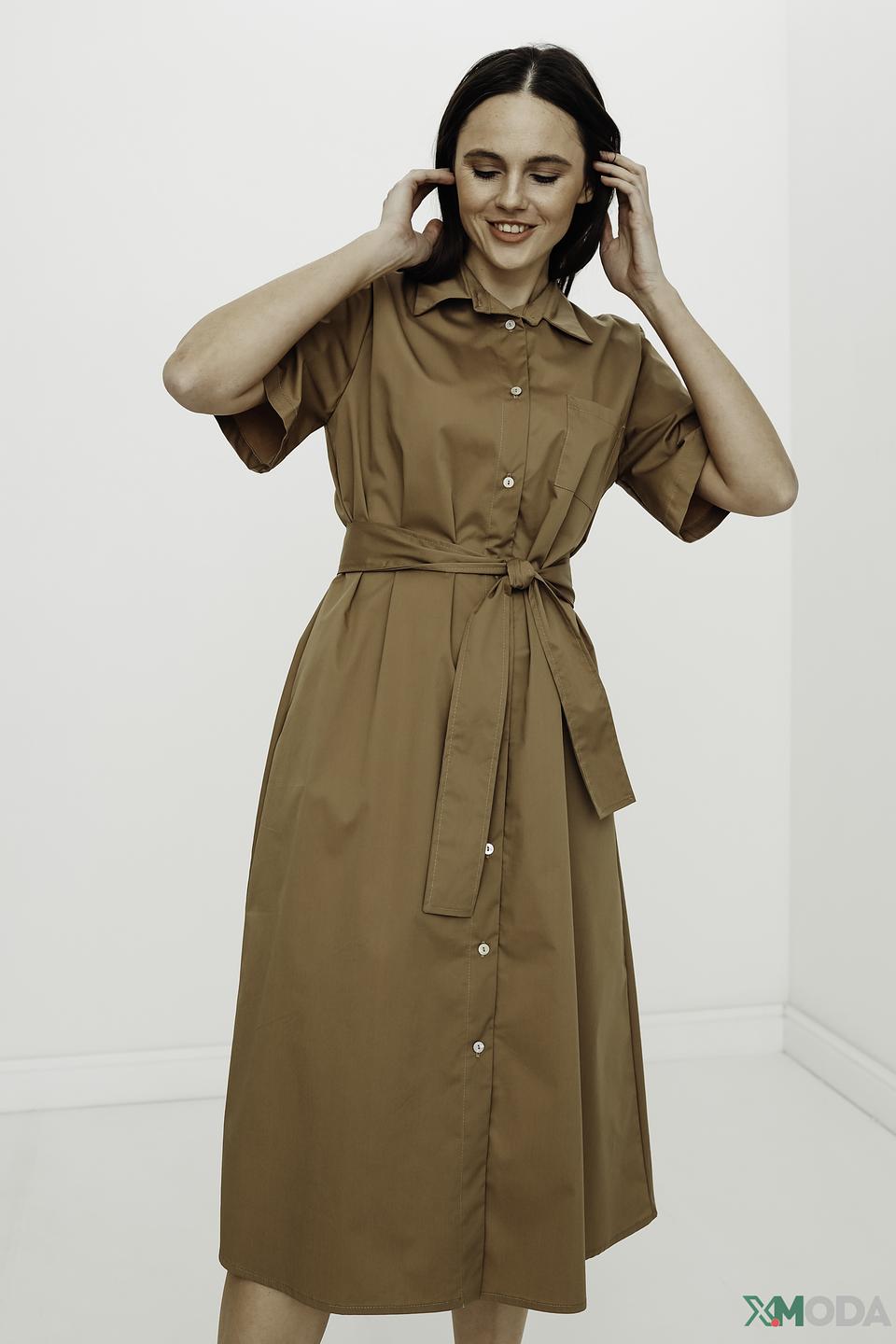 Платье UNQ приталенное коричневое