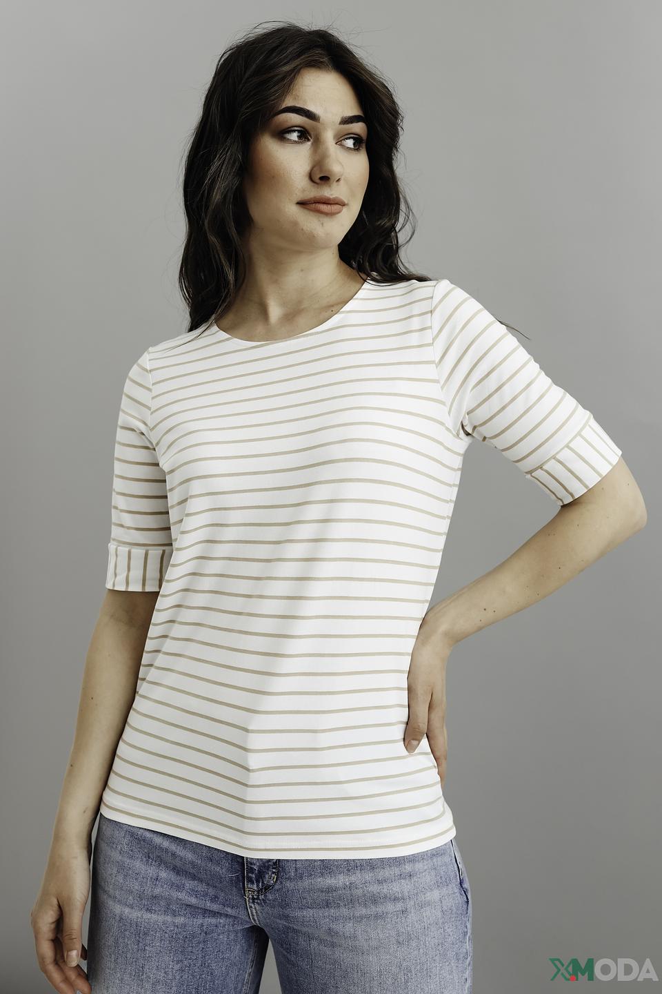 Футболка Bianca в полоску бежевая