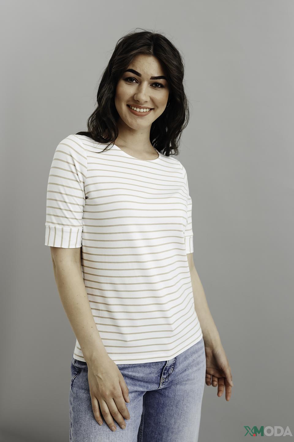 Футболка Bianca в полоску бежевая