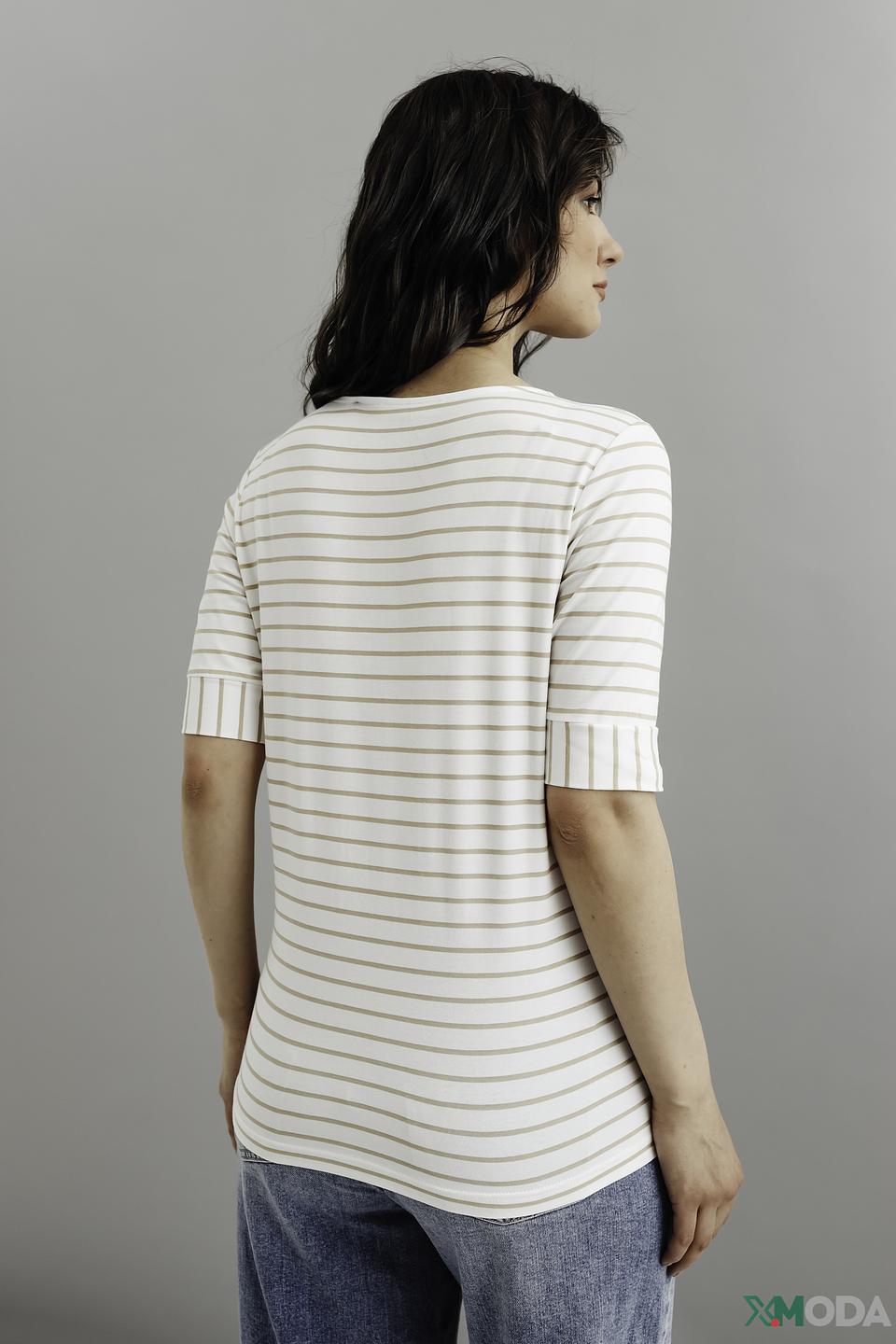 Футболка Bianca в полоску бежевая