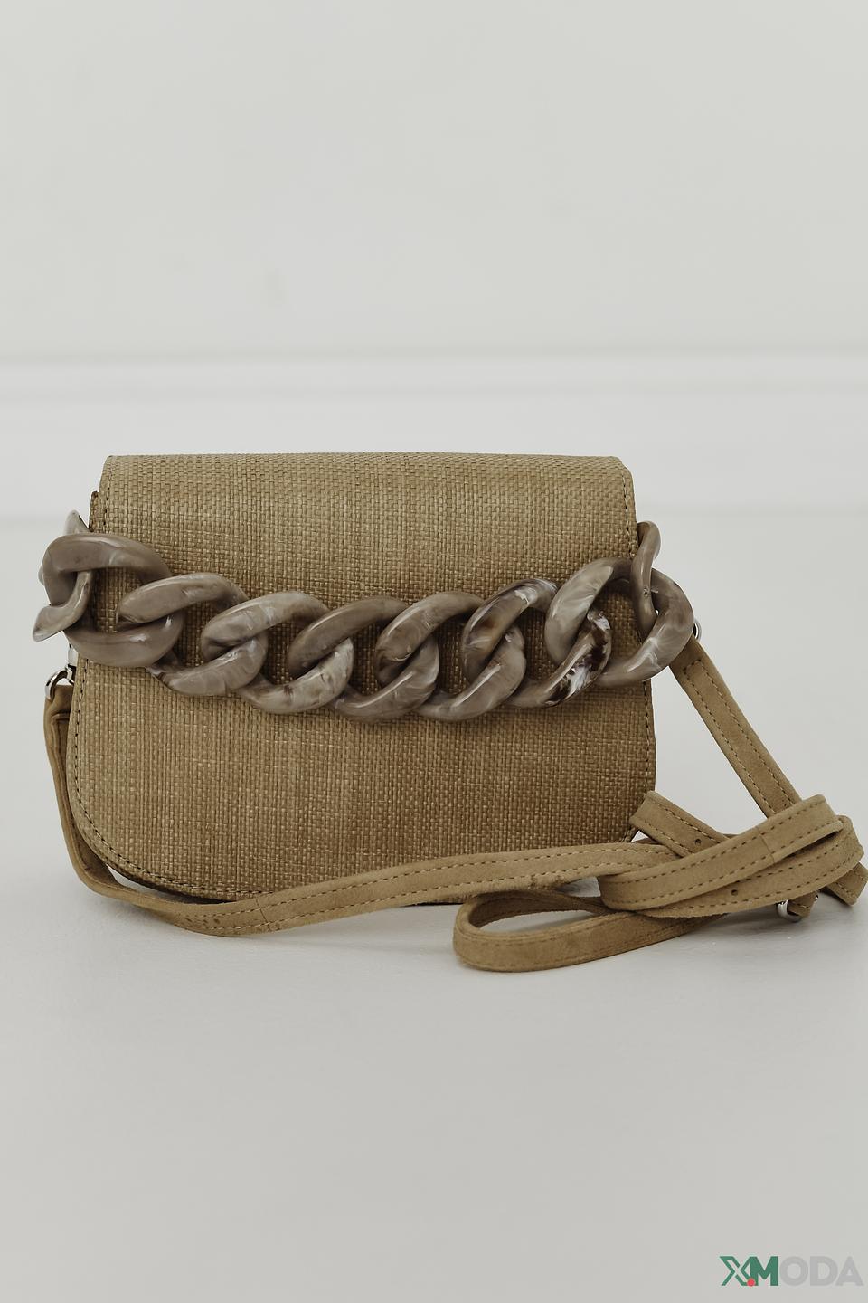 Сумка Unisa с цепью бежевая