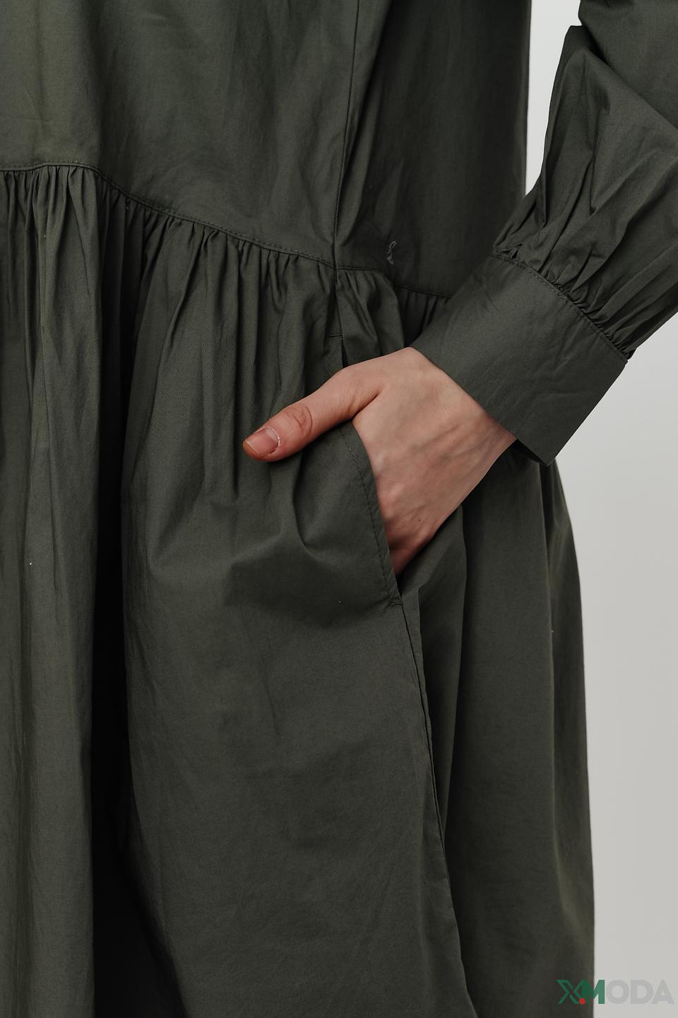 Платье рубашка QS оливковое