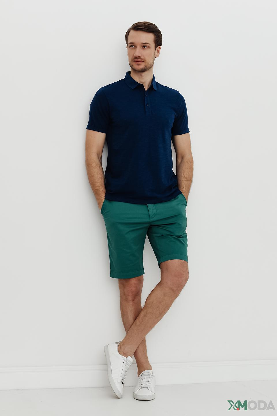 Поло Ragman темно-синее с металлическим логотипом