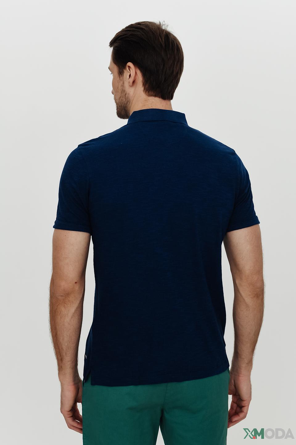 Поло Ragman темно-синее с металлическим логотипом