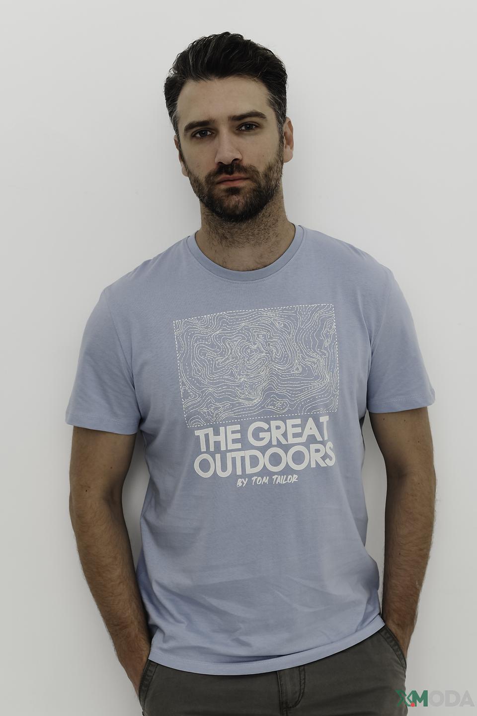 Футболка Tom Tailor голубая с принтом