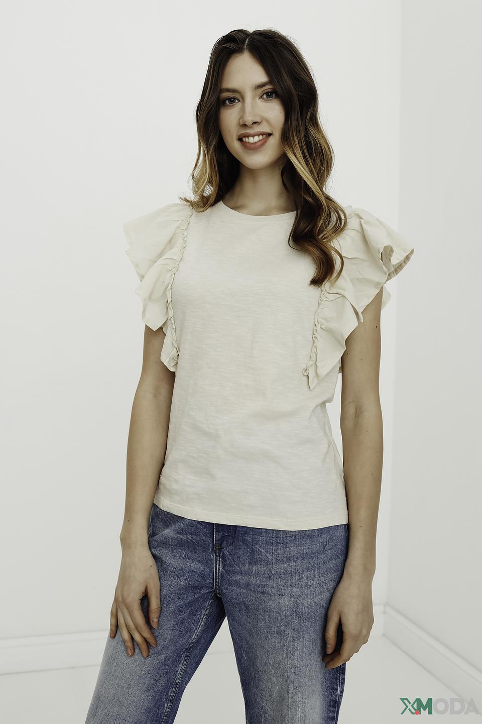 Блуза Tom Tailor с воланами бежевая