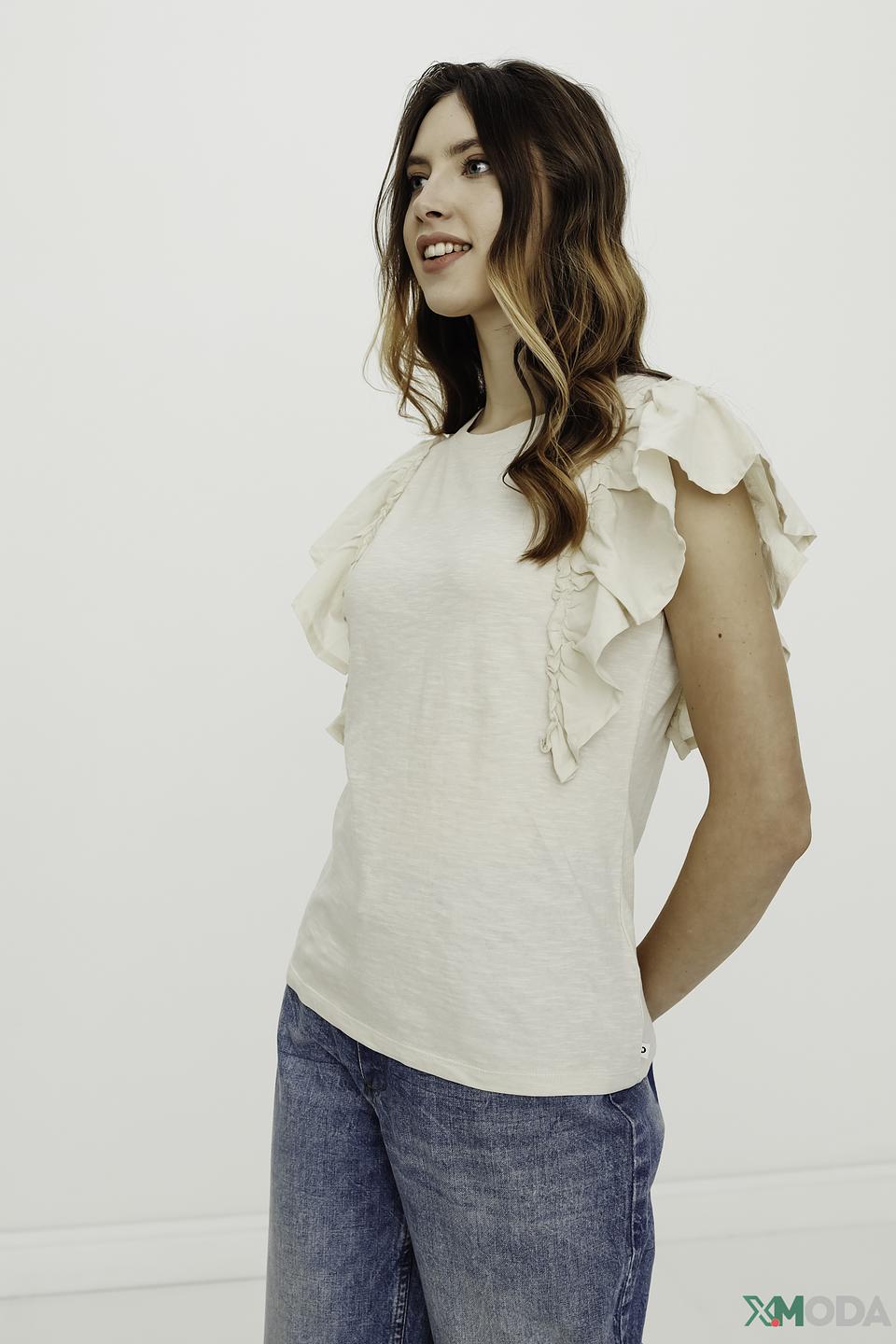 Блуза Tom Tailor с воланами бежевая