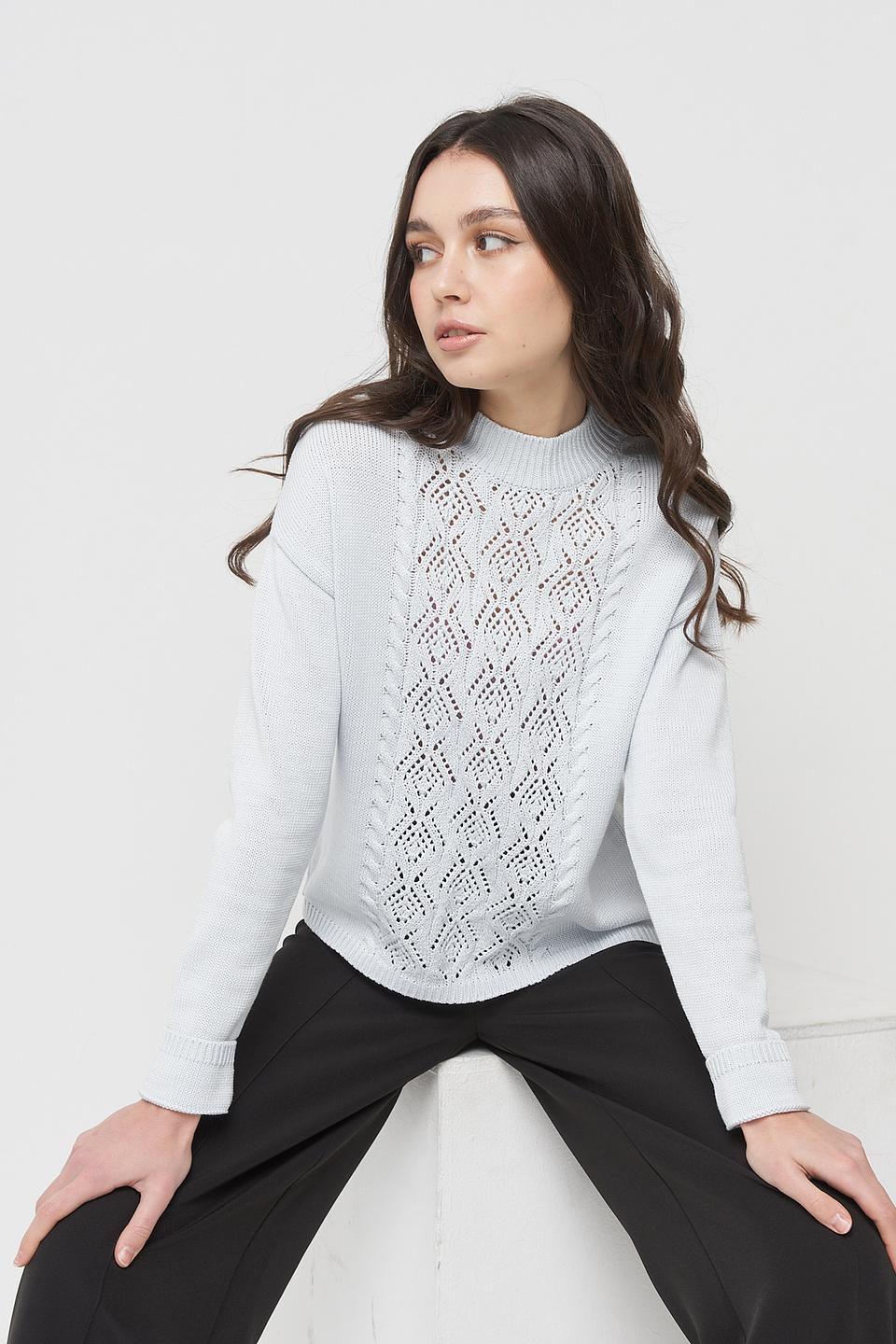 Джемпер VAY с ажурной вставкой голубой