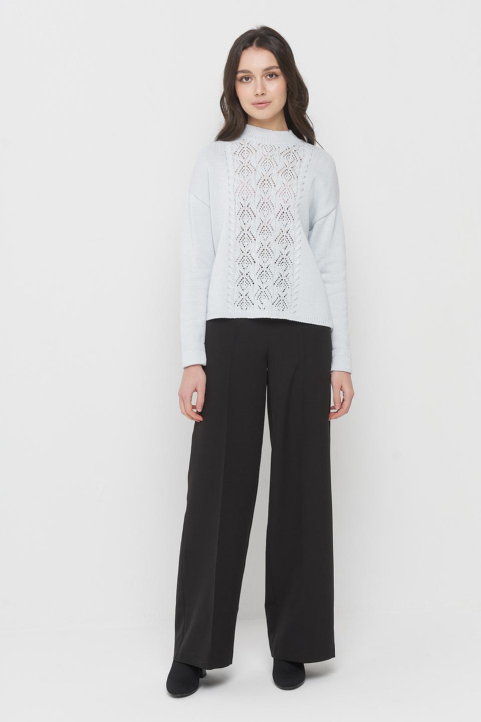 Джемпер VAY с ажурной вставкой голубой