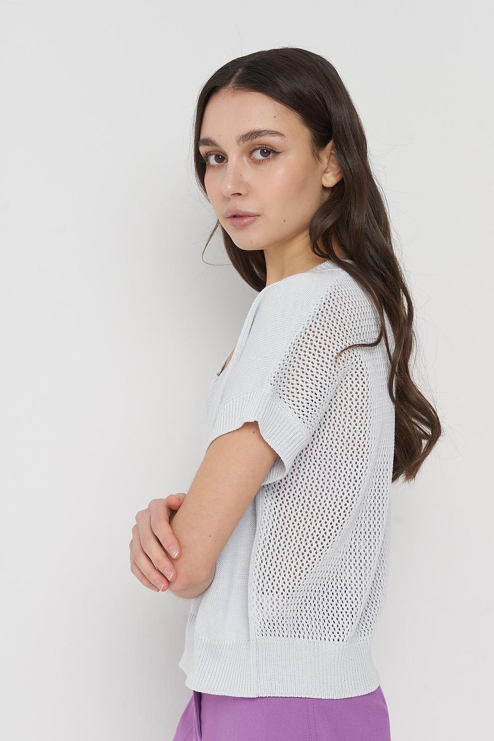 Джемпер VAY с V-образным вырезом голубой