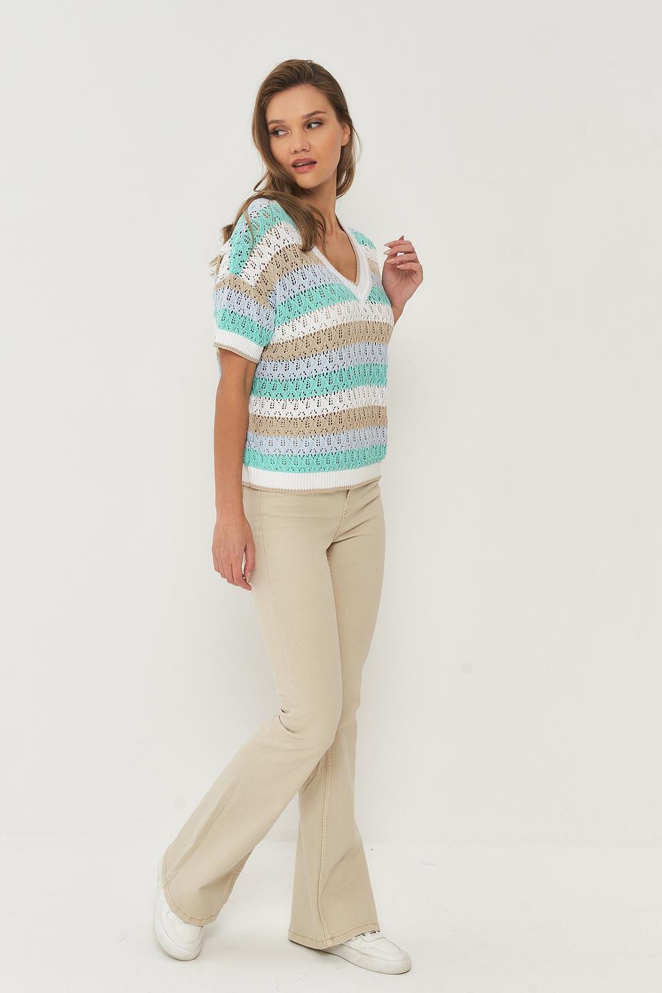 Джемпер VAY короткий рукав мультиколор