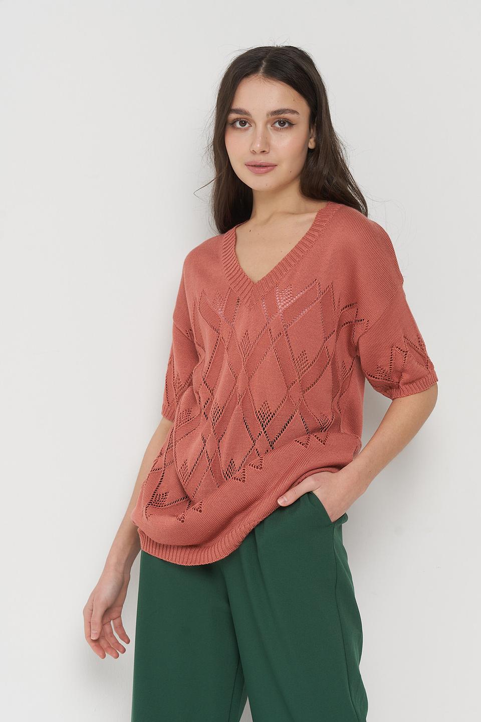 Джемпер VAY с ромбами розовый