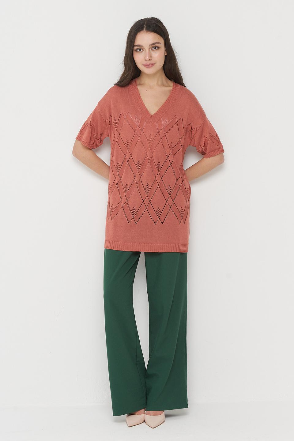 Джемпер VAY с ромбами розовый