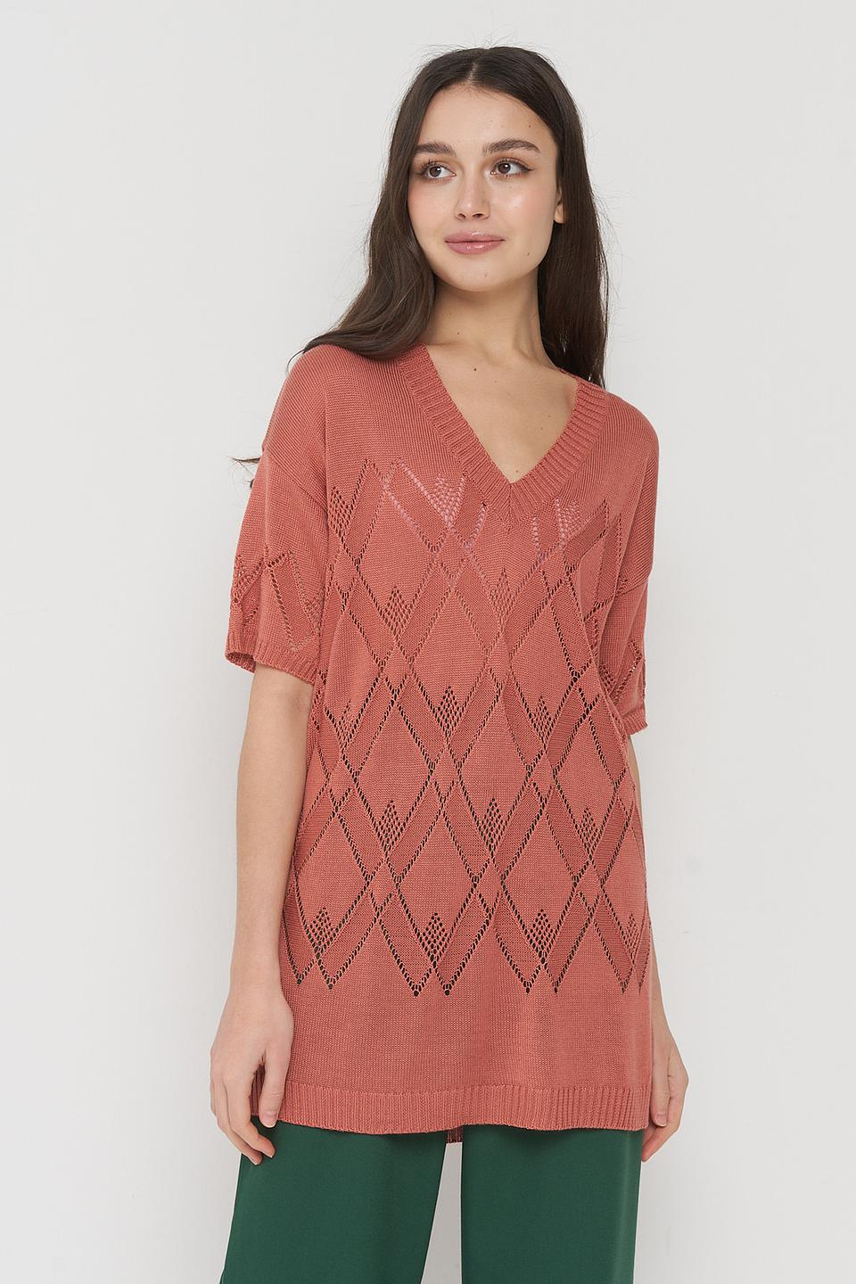 Джемпер VAY с ромбами розовый