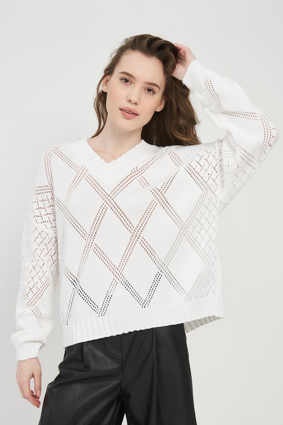 Джемпер BE YOU, белый, ажурный