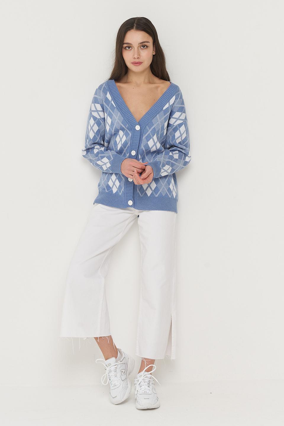 Кардиган VAY в ромбик голубой