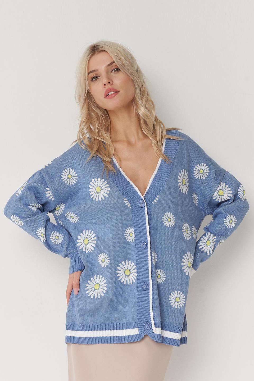 Кардиган BE YOU с ромашками голубой