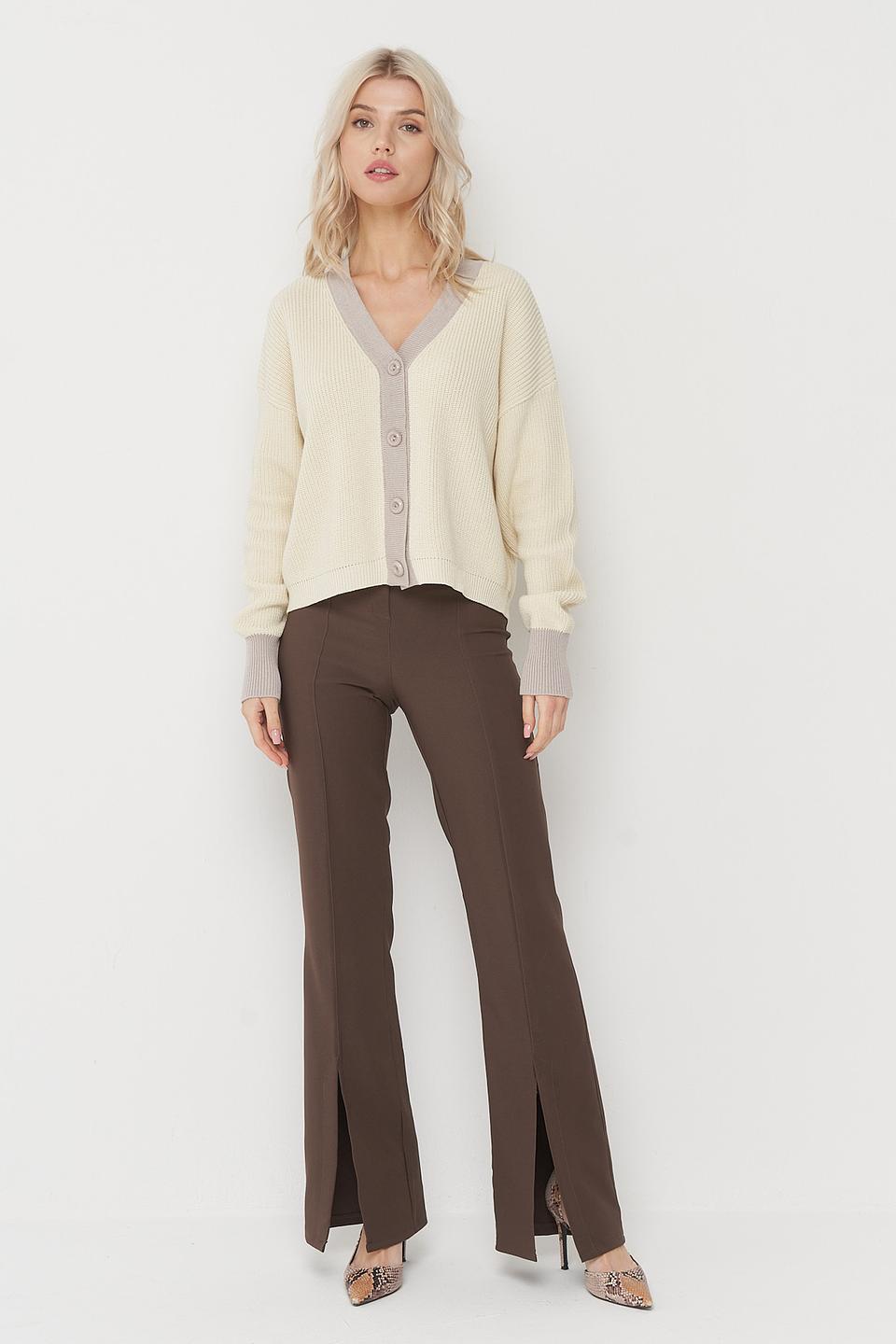 Кардиган BE YOU с контрастной отделкой кремовый